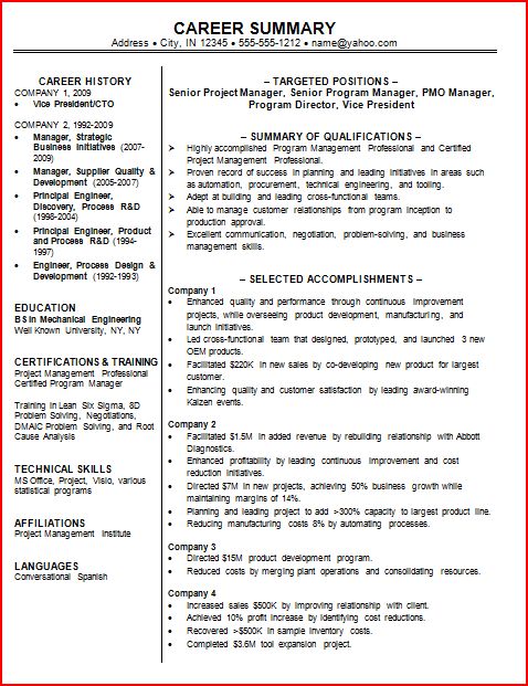 perfect resume examples